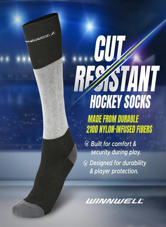 Winnwell Cut-Resistant Hockey Socks - Moisture-Wicking Gear with Double-Padded Heel & Y-Seam Toe for Ice Hockey Players (X-Large) - Image 2